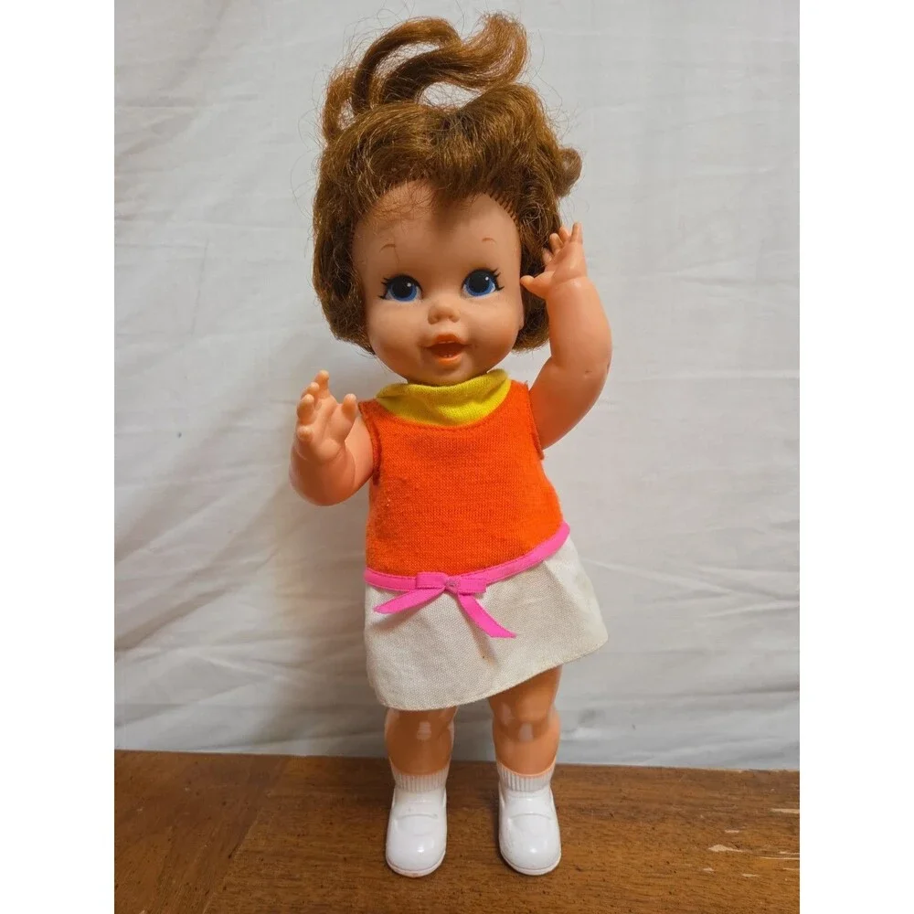 Mattel Baby Small Walk Doll in Original Dress WORKS Vintage 1967